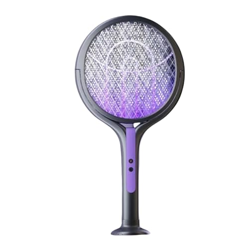 Qztuory 伸縮式電撃殺虫ラケット 折り畳み式電気蚊たたき コードレス家庭用強力殺虫器 ハエや昆虫用の壁掛け充電式ハエたたき 革新的な回転メッシュデザイン 多角度調整をサポート バイオニック紫LED光源内蔵 2段階伸縮ハンドル 柔軟な調整長さ (望遠鏡ロッドなし)